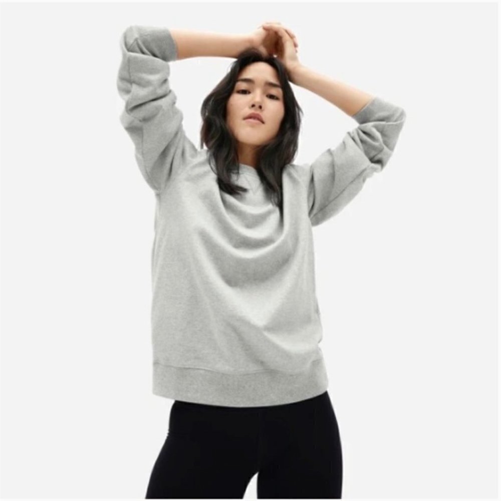 EVERLANE The Unisex French Terry Pullover Crew Heathered Gray Size S